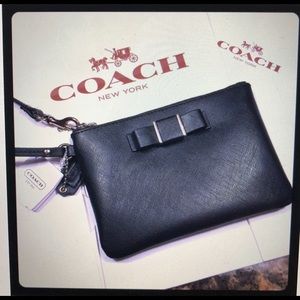 Black Coach Wristlet with Bow